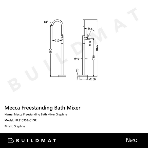 Nero Mecca Freestanding Bath Mixer Graphite