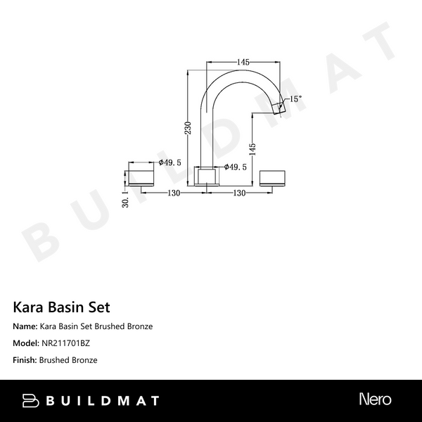 Nero Kara Basin Set Brushed Bronze