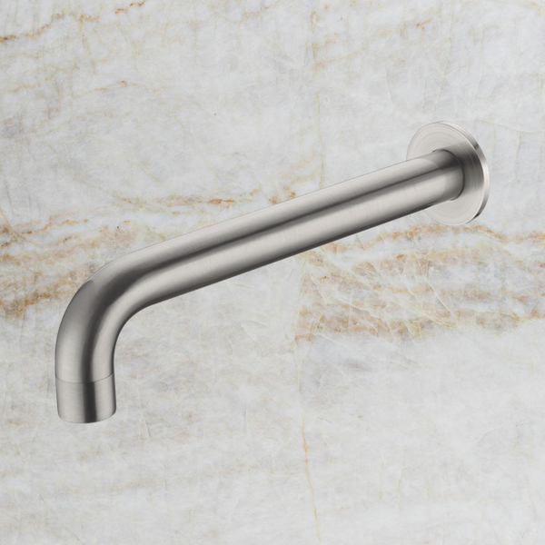 Nero Kara Wall Basin Set Spout Only 215mm Brushed Nickel