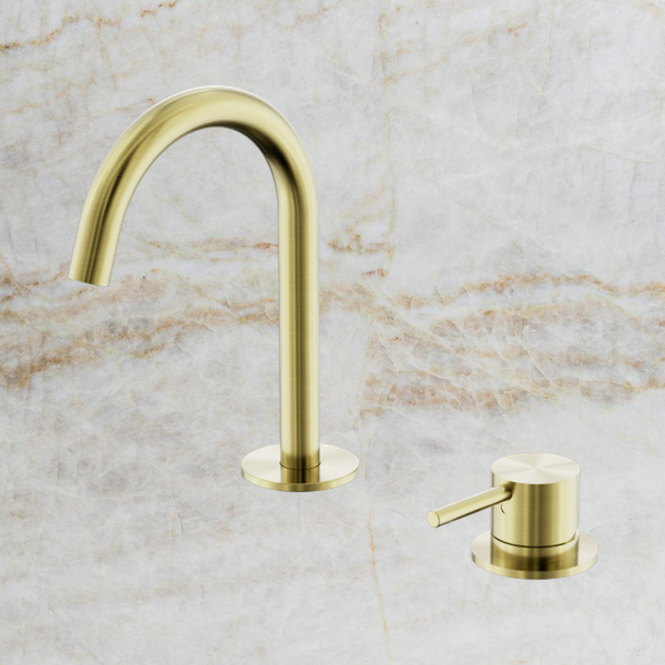 Nero Mecca Hob Basin Mixer Set Arc Spout Brushed Gold