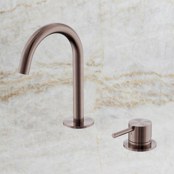 Nero Mecca Hob Basin Mixer Set Arc Spout Brushed Bronze