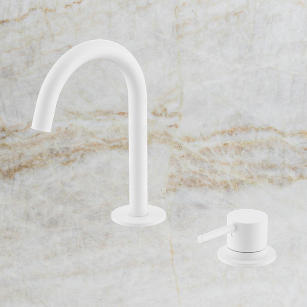 Nero Mecca Hob Basin Mixer Set Arc Spout Matte White
