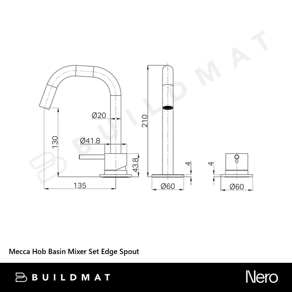 Nero Mecca Hob Basin Mixer Set Edge Spout Brushed Bronze