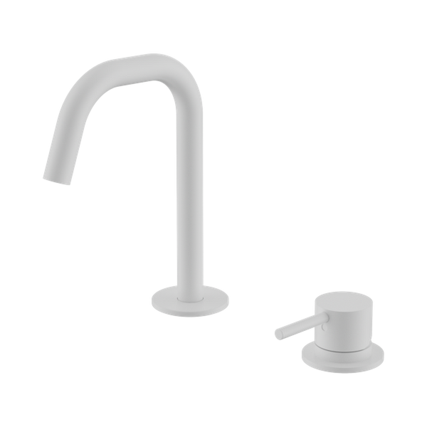Nero Mecca Hob Basin Mixer Set Edge Spout Matte White