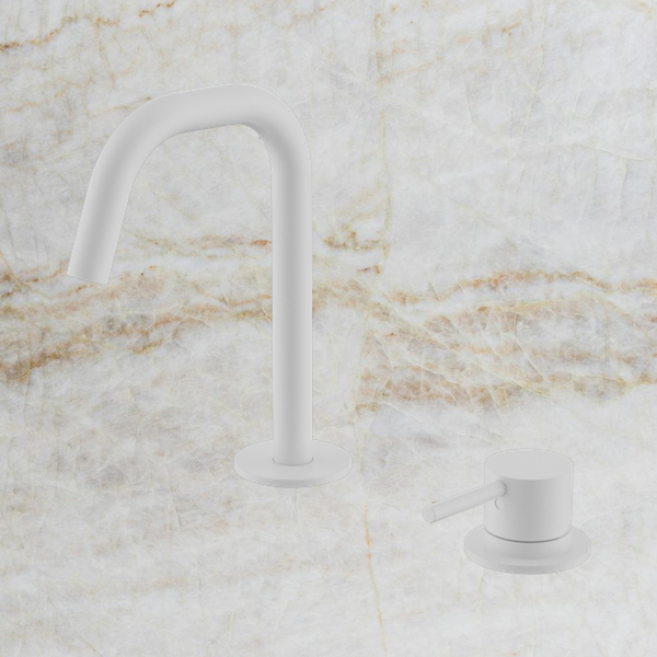 Nero Mecca Hob Basin Mixer Set Edge Spout Matte White