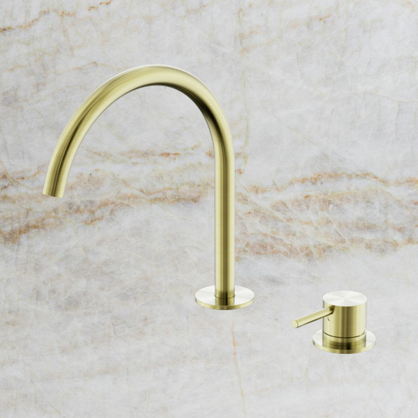 Nero Mecca Hob Bath/Kitchen Mixer Set Arc Spout Brushed Gold