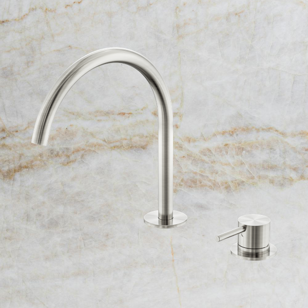 Nero Mecca Hob Bath/Kitchen Mixer Set Arc Spout Brushed Nickel