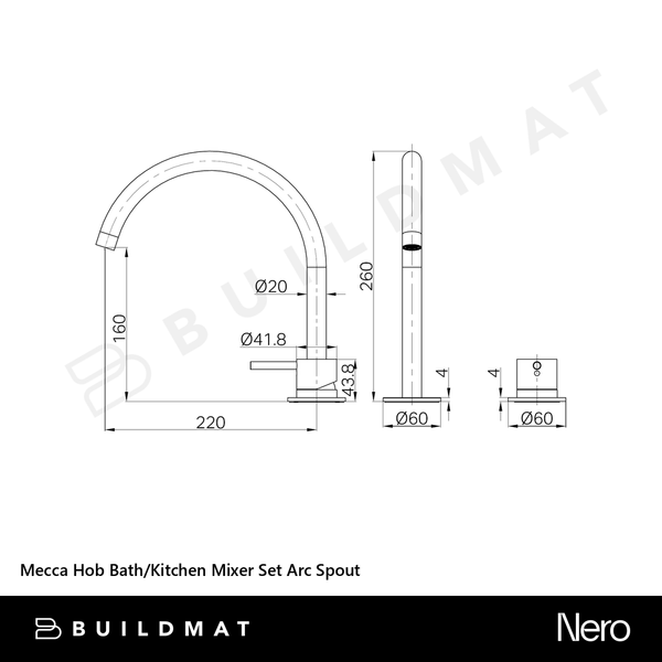 Nero Mecca Hob Bath/Kitchen Mixer Set Arc Spout Brushed Bronze