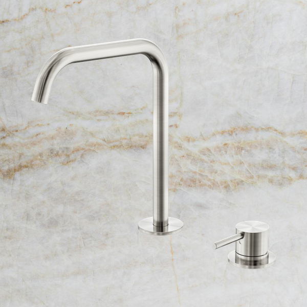 Nero Mecca Hob Bath/Kitchen Mixer Set Edge Spout Brushed Nickel