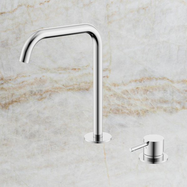 Nero Mecca Hob Bath/Kitchen Mixer Set Edge Spout Chrome