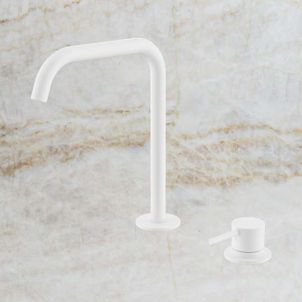 Nero Mecca Hob Bath/Kitchen Mixer Set Edge Spout Matte White