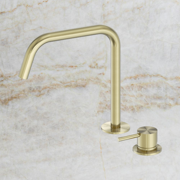 Nero Mecca Hob Bath/Kitchen Mixer Set Edge Spout II Brushed Gold
