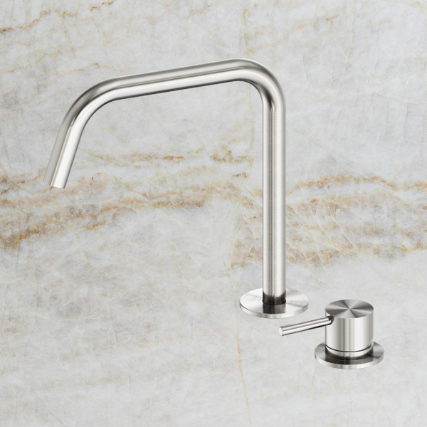 Nero Mecca Hob Bath/Kitchen Mixer Set Edge Spout II Brushed Nickel