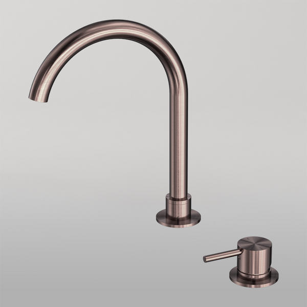 Nero Mecca Hob Basin Mixer Round Swivel Spout Brushed Bronze
