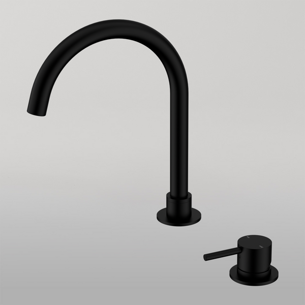 Nero Mecca Hob Basin Mixer Round Swivel Spout Matte Black