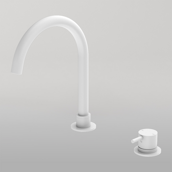 Nero Mecca Hob Basin Mixer Round Swivel Spout Matte White