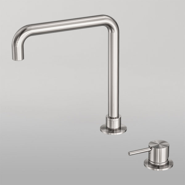 Nero Mecca Hob Basin Mixer Square Swivel Spout Brushed Nickel