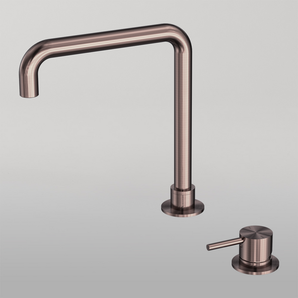 Nero Mecca Hob Basin Mixer Square Swivel Spout Brushed Bronze