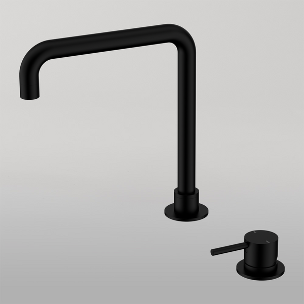 Nero Mecca Hob Basin Mixer Square Swivel Spout Matte Black