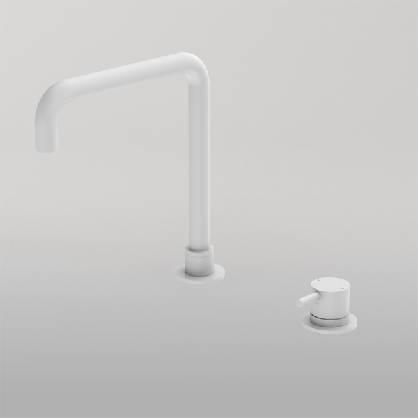 Nero Mecca Hob Basin Mixer Square Swivel Spout Matte White