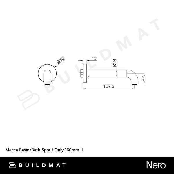 Nero Mecca Basin/Bath Spout Only 160mm II Chrome