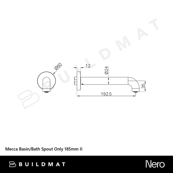 Nero Mecca Basin/Bath Spout Only 185mm II Brushed Bronze