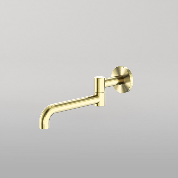 Nero Mecca Wall Mounted Swivel Basin/Bath Spout Only 225mm Brushed Gold