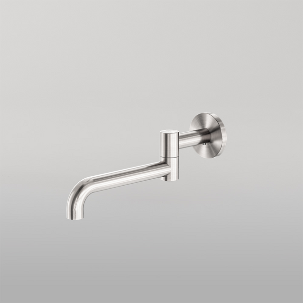 Nero Mecca Wall Mounted Swivel Basin/Bath Spout Only 225mm Brushed Nickel