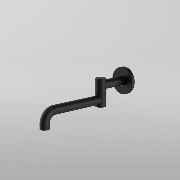 Nero Mecca Wall Mounted Swivel Basin/Bath Spout Only 225mm Matte Black