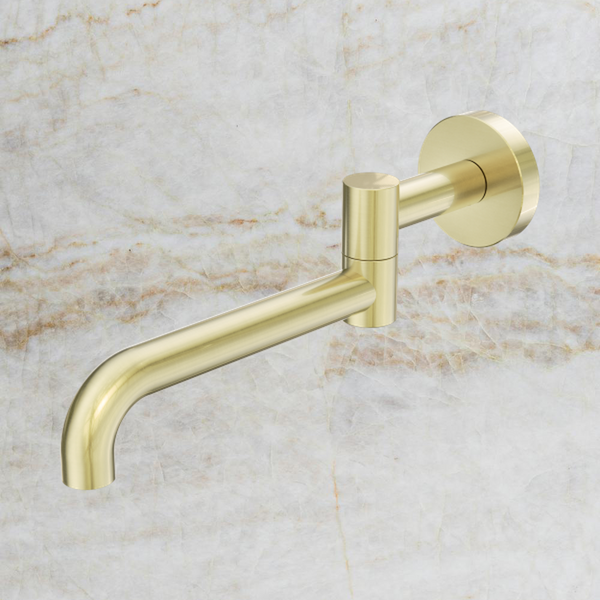 Nero Mecca Wall Mounted Swivel Bath Spout Only 225mm II Brushed Gold