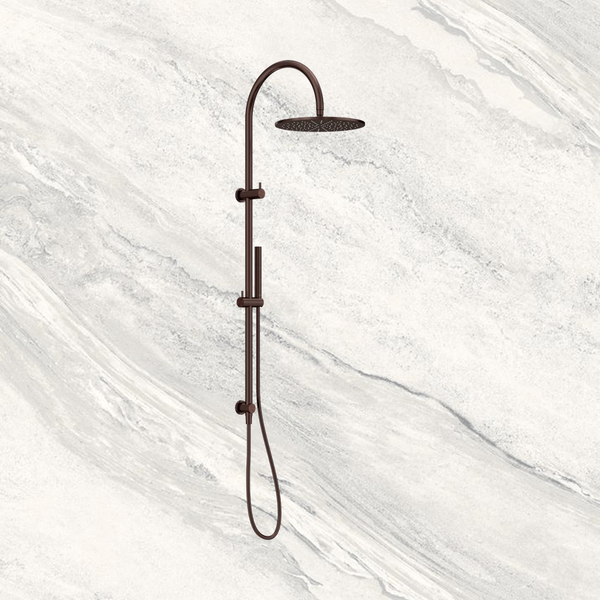 Nero Mecca Twin Shower With Slim Hand Shower Rome Bronze Lead Free