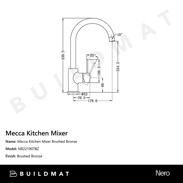 Nero Mecca Kitchen Mixer Brushed Bronze