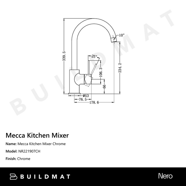 Nero Mecca Kitchen Mixer Chrome