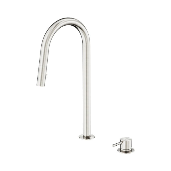 Nero Mecca Hob Mounted Pull Out Sink Mixer Brushed Nickel