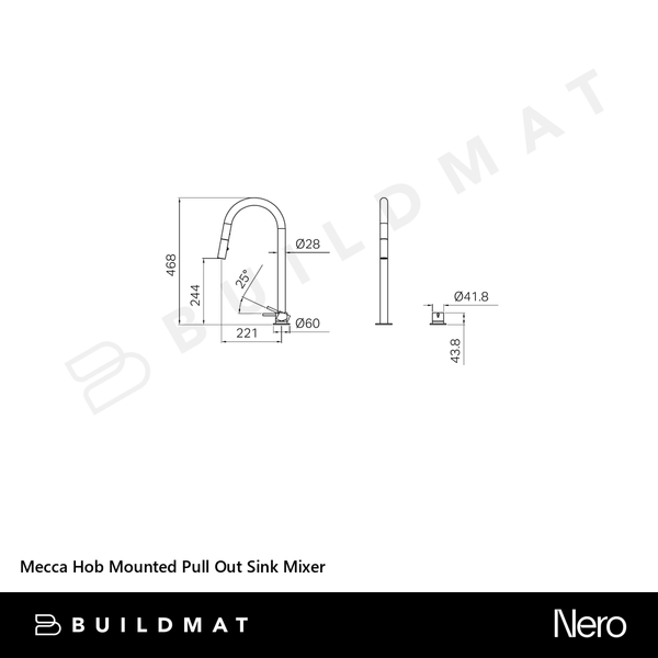 Nero Mecca Hob Mounted Pull Out Sink Mixer Brushed Bronze