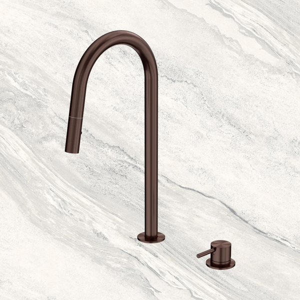 Nero Mecca Hob Mounted Pull Out Sink Mixer Rome Bronze Lead Free