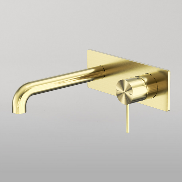 Nero Mecca Wall Basin/Bath Mixer 260mm Brushed Gold