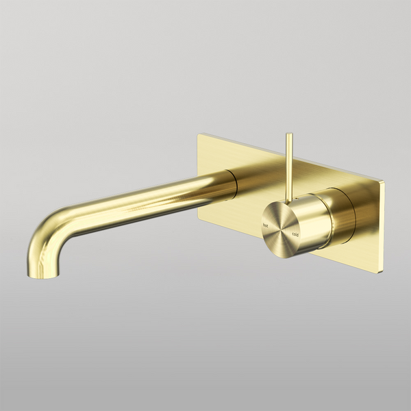 Nero Mecca Wall Basin/Bath Mixer Handle Up 185mm Brushed Gold