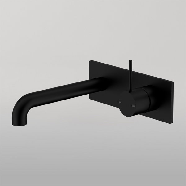 Nero Mecca Wall Basin/Bath Mixer Handle Up 185mm Matte Black