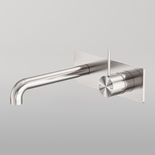 Nero Mecca Wall Basin/Bath Mixer Handle Up 230mm Brushed Nickel