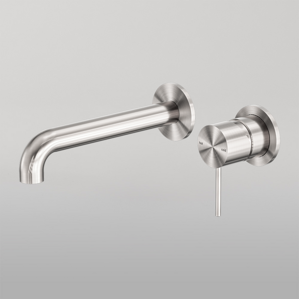 Nero Mecca Wall Basin/Bath Mixer Separate Back Plate 120mm Brushed Nickel