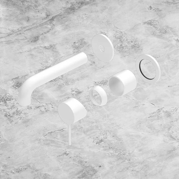 Nero Mecca Wall Basin/Bath Mixer Separate Back Plate 120mm (Trim Kit Only) Matte White