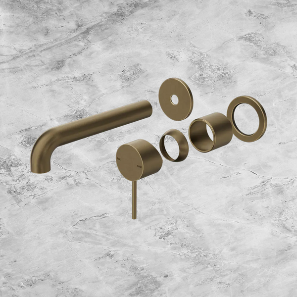 Nero Mecca Wall Basin/Bath Mixer Separate Back Plate 160mm (Trim Kit Only) Tumbled Antique Brass