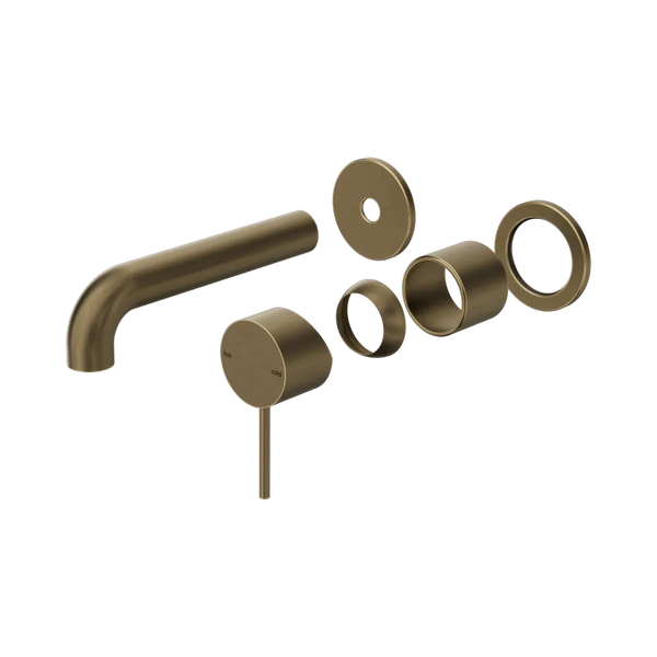 Nero Mecca Wall Basin/Bath Mixer Separate Back Plate 185mm (Trim Kit Only) Tumbled Antique Brass