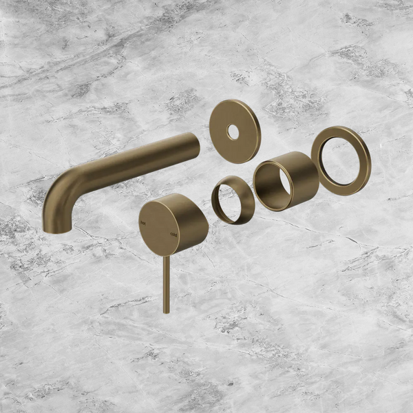 Nero Mecca Wall Basin/Bath Mixer Separate Back Plate 185mm (Trim Kit Only) Tumbled Antique Brass