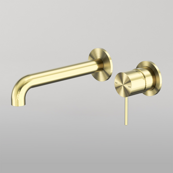 Nero Mecca Wall Basin/Bath Mixer Separate Back Plate 230mm Brushed Gold