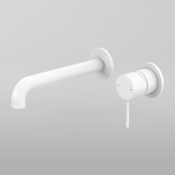 Nero Mecca Wall Basin/Bath Mixer Separate Back Plate 230mm Matte White