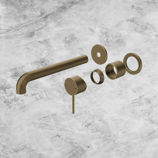 Nero Mecca Wall Basin/Bath Mixer Separate Back Plate 230mm (Trim Kit Only) Tumbled Antique Brass