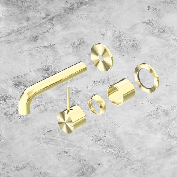 Nero Mecca Wall Basin/Bath Mixer Separate Back Plate Handle Up 120mm (Trim Kit Only) Brushed Gold