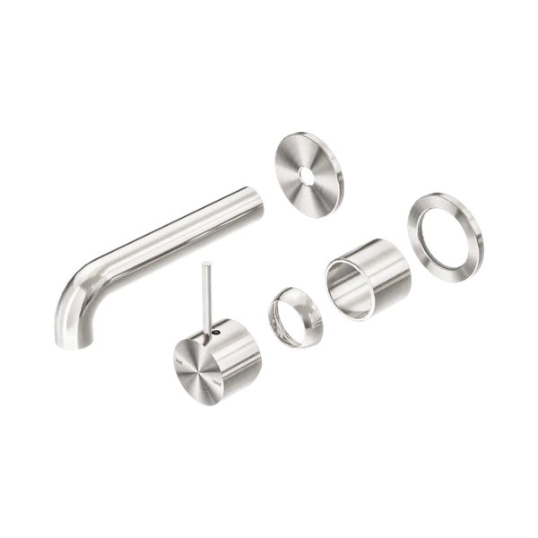 Nero Mecca Wall Basin/Bath Mixer Separate Back Plate Handle Up 120mm (Trim Kit Only) Brushed Nickel